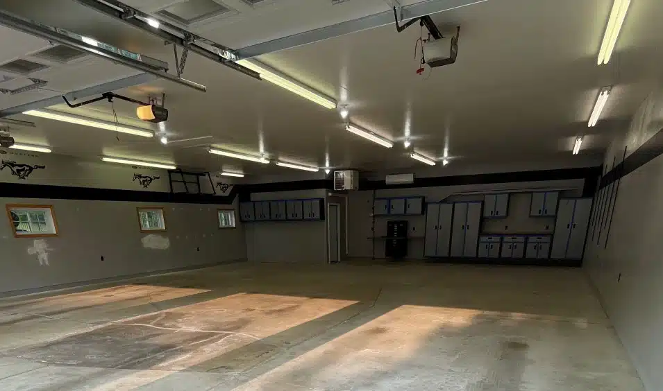 Garage with coated floor