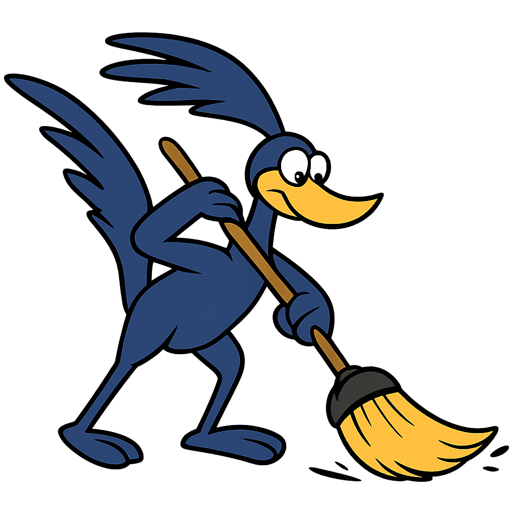 Marathon Concrete Coatings mascot sweeping